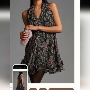 Anthropologie Let me be v-neck mini swing dress